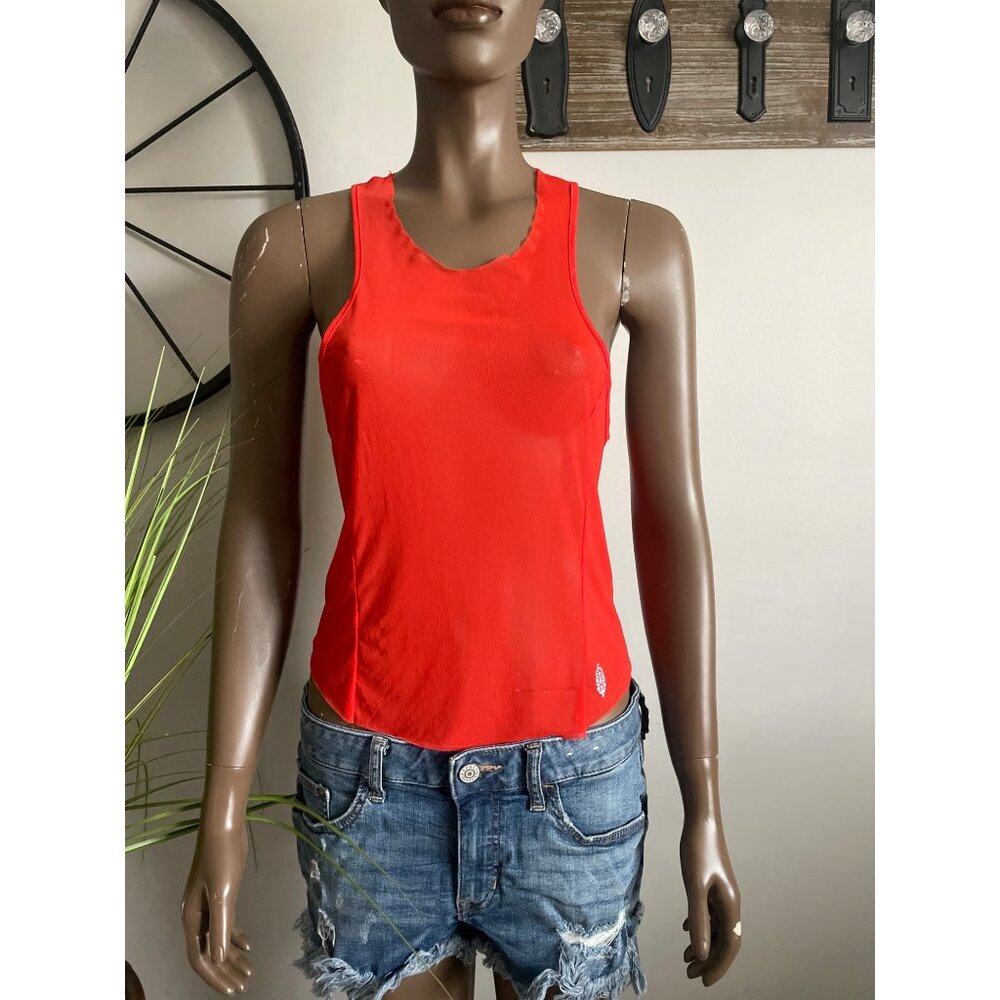Free People Movement Sheer Tangerine Racerback Tank Top Womens L